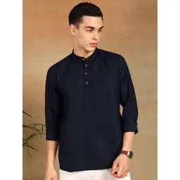 FUBAR Men Solid Mandarin Collar Kurta-picture-16