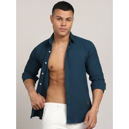 FUBAR Slim Fit Textured Spread Collar Casual Shirt-picture-23