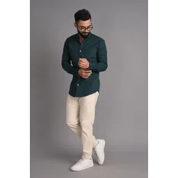 fubar Men Slim Fit Solid Mandarin Collar Casual Shirt image 3