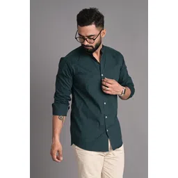 fubar Men Slim Fit Solid Mandarin Collar Casual Shirt image 5