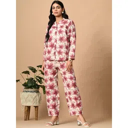 fuchsia PRETTY LOVING THING Floral Printed Mandarin Collar Pure Cotton Shirt With Trouser-picture-19