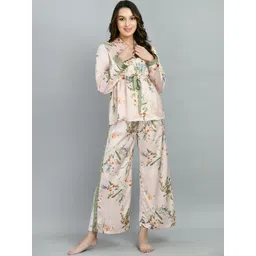 fuchsia PRETTY LOVING THING Floral Printed Satin Night Suit-picture-21