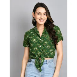 fuchsia PRETTY LOVING THING Floral Printed Shirt Style Crop Top-picture-16