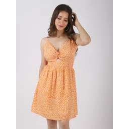 fuchsia PRETTY LOVING THING Mustard Yellow Floral Printed Crepe Fit & Flare Dress-picture-25