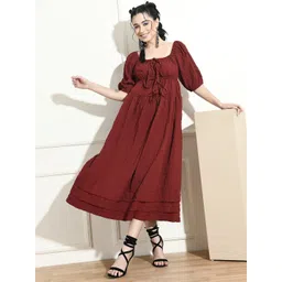 fuchsia PRETTY LOVING THING Puff Sleeve A-Line Midi Dress-picture-14