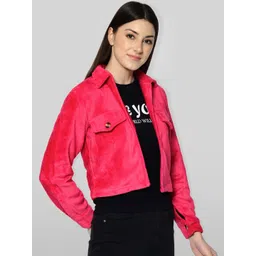 fuchsia PRETTY LOVING THING Women Pink Lightweight Crop Open Front Jacket-picture-24
