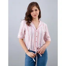 fuchsia PRETTY LOVING THING Women Pink Striped Shirt Style Top-picture-25