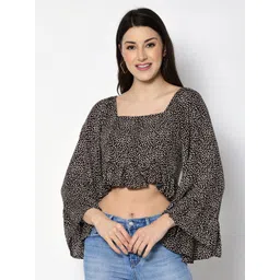 fuchsia PRETTY LOVING THING Women Printed Square Neck Flared Sleeve Crop Top-picture-12