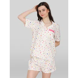 fuchsia PRETTY LOVING THING Women White & Pink Rayon Printed Night suit Set PLTPJST02WHITE_XS-picture-12