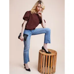 Fuchsia Puff Sleeve Cotton Top image 3