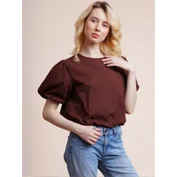 Fuchsia Puff Sleeve Cotton Top image 4