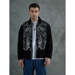 FUGAZEE Men Spread Collar Graphic Printed Cotton Casual Tailored Jacket-picture-10