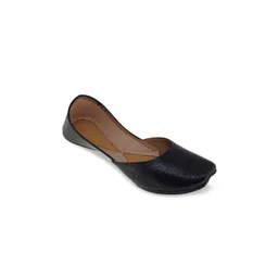 Fulkari Women Black Mojaris with Laser Cuts Flats-picture-24