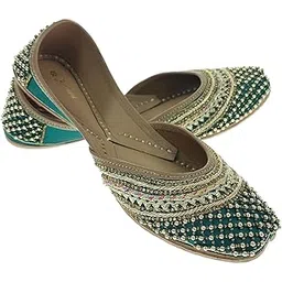 fulkari Women Blossom Genuine Soft Leather Embroidered Jutis | Bite and Pinch Free Jutti | Punjabi Formal Juttis | Girl's Wedding Flat Ladies Mojari | Formal Ethnic Juti |-picture-12
