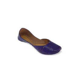 Fulkari Women Blue Mojaris with Laser Cuts Flats-picture-11