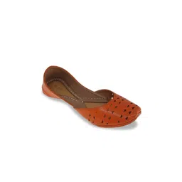Fulkari Women Orange Embellished Ballerinas with Laser Cuts Flats-picture-10