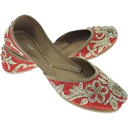 fulkari Women Poppy Genuine Soft Leather Embroidered Jutis | Bite and Pinch Free Jutti | Punjabi Formal Juttis | Girl's Wedding Flat Ladies Mojari | Formal Ethnic Juti |-picture-13