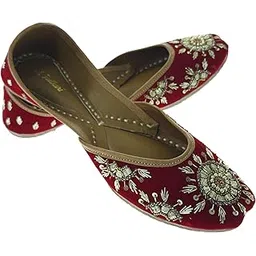 fulkari Women Sunflower Welvet Maroon Gold Genuine Soft Leather Embroidered Jutis | Bite and Pinch Free Jutti | Punjabi Formal Juttis | Girl's Wedding Flat Ladies Mojari | Formal Ethnic Juti |-picture-27