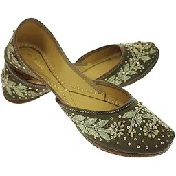 fulkari Women Susan Genuine Soft Leather Embroidered Jutis | Bite and Pinch Free Jutti | Punjabi Formal Juttis | Girl's Wedding Flat Ladies Mojari | Formal Ethnic Juti |-picture-11