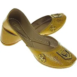fulkari Women's 3D Dulhan Gold Zarriwork Genuine Soft Leather Jutis | Bite and Pinch Free Juttis | Punjabi Jutti | Girl's Office Flat Ladies Mojari | dailywear Ethnic Juti |-picture-20