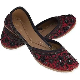fulkari Women's Great Genuine Soft Leather Embroidered Jutis | Bite and Pinch Free Jutti | Punjabi Formal Juttis | Girl's Wedding Flat Ladies Mojari | Formal Ethnic Juti |-picture-16