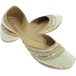 fulkari Women's Mallow Genuine Soft Leather Embroidered Jutis | Bite and Pinch Free Jutti | Punjabi Formal Juttis | Girl's Wedding Flat Ladies Mojari | Formal Ethnic Juti |-picture-28