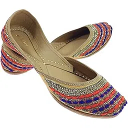 fulkari Women's Pasham Genuine Soft Leather Embroidered Jutis | Bite and Pinch Free Jutti | Punjabi Formal Juttis | Girl's Wedding Flat Ladies Mojari | Formal Ethnic Juti |-picture-31