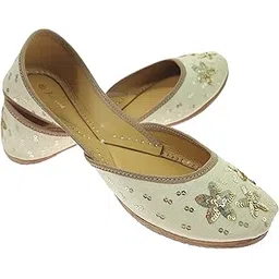 fulkari Women's Scilla Genuine Soft Leather Embroidered Jutis | Bite and Pinch Free Jutti | Punjabi Formal Juttis | Girl's Wedding Flat Ladies Mojari | Formal Ethnic Juti |-picture-20