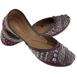 fulkari Women's Snowdrop Genuine Soft Leather Embroidered Jutis | Bite and Pinch Free Jutti | Punjabi Formal Juttis | Girl's Wedding Flat Ladies Mojari | Formal Ethnic Juti |-picture-17