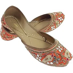 fulkari Women's Spring Genuine Soft Leather Embroidered Jutis | Bite and Pinch Free Jutti | Punjabi Formal Juttis | Girl's Wedding Flat Ladies Mojari | Formal Ethnic Juti |-picture-21