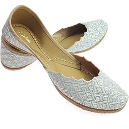 fulkari Women's Susan Genuine Soft Leather Embroidered Jutis | Bite and Pinch Free Jutti | Punjabi Formal Juttis | Girl's Wedding Flat Ladies Mojari | Formal Ethnic Juti |-picture-44