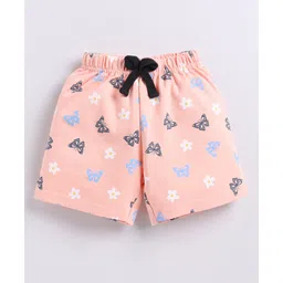 FUN A2Z Cotton Sinker Butterfly & Floral Printed Shorts - Peach-picture-24