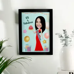 Fun Personalized Caricature in Birthday Photo Frame Style for Women-picture-16
