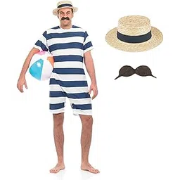 fun shack Mens Old Time Bathing Suit Costume Adults 1920s Victorian Swimsuit-picture-41