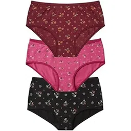 funahme Combo Pack of 3 Women's Cotton Hipster Innerwear Floral Printed Panties Assorted Briefs with Elastic Inner Wear Multicolor-picture-19