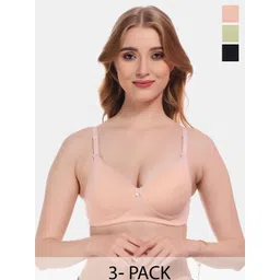 FUNAHME Pack Of 3 Full Coverage Lightly Padded T-shirt Bra-picture-29