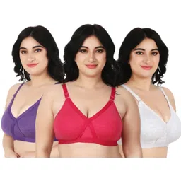 funahme Pack of 3 Women Full Coverage Non Padded Bra-picture-31