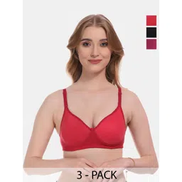FUNAHME Women Pack of 3 Full Coverage Lightly Padded T-shirt Bra-picture-17