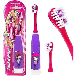 FunBlast Cartoon Electric Toothbrush for Girls – Battery Powered Vibrating Toothbrush with Extra Brush Head, Soft Bristles, Oral Care for Kids 3+ Years (Purple)-picture-16