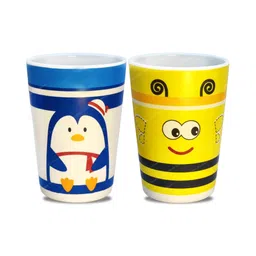 FunBlast Bamboo Fiber Glasses Cow Design Pack of 2 Multicolour - 380 ml Each-picture-26