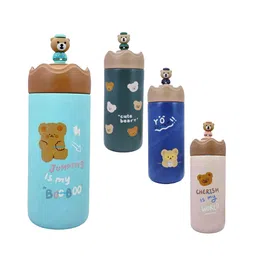 FunBlast BPA Free Double Wall Vacuum Insulated Cartoon Print Water Bottle with Straw - 350 ML-picture-20