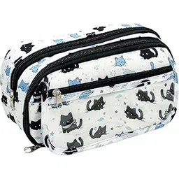 FunBlast Pencil Pouch For GirlsKawaii Pencil Pouch, Aesthetic Pencil Case Organizer, Large Capacity Stationary Organizer Case, Multipurpose Zipper Pouch For Kids & Adults (Catprint),multicolor-picture-29