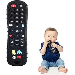 FunBlast Teether for Babies - Silicone Remote Teether for 3+ Month Baby & Toddlers, Teething Toys for Babies and Toddlers, Helps Biting Skills Development, Activity Toys for Babies (Black)-picture-31