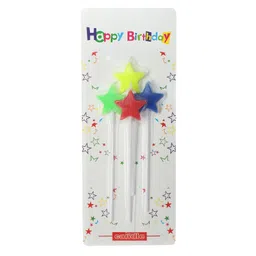 Funcart Cake Topper Candles Star Shape Multicolor - Pack of 4-picture-23