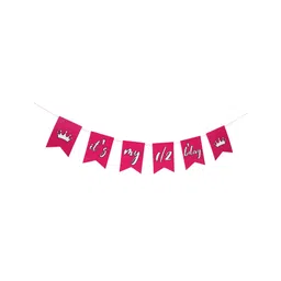 funcart Funkart Crown Princess It's My 1/2 Birthday Banner - Pink & White-picture-19