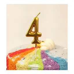 Funcart Numerical Cake Topper Candle Number 4 - Golden-picture-10