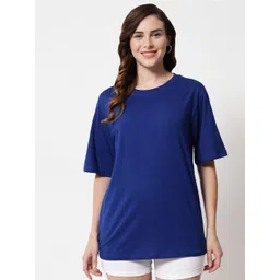 Funday Fashion Drop-Shoulder Sleeve Oversized Longline Cotton T-shirt-picture-13
