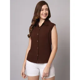 funday fashion Women Regular Fit Solid Spread Collar Casual Shirt-picture-16