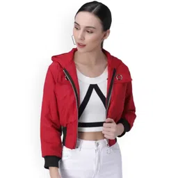 Funday Fashion Women Solid Crop Bomber Jacket-picture-23
