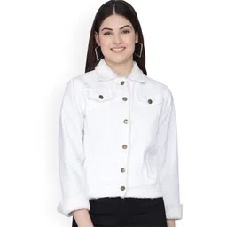 Funday Fashion Women Spread Collar Washed Solid Cotton Casual Open Front Jacket-picture-12